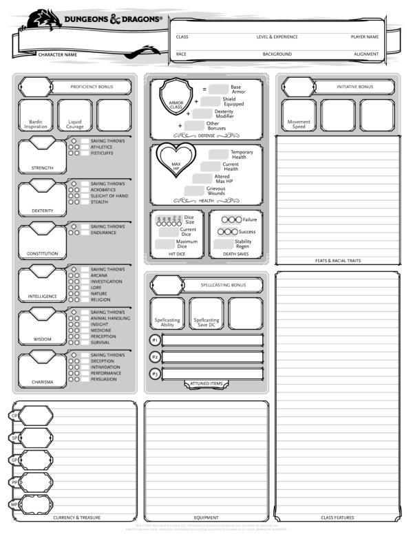 character sheet